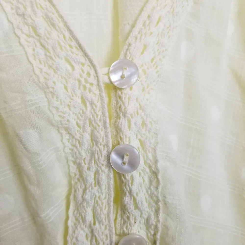 Free People Ballon Sleeve Crop Top Womens Yellow Button V Neck Longsleeve - Picture 6 of 15